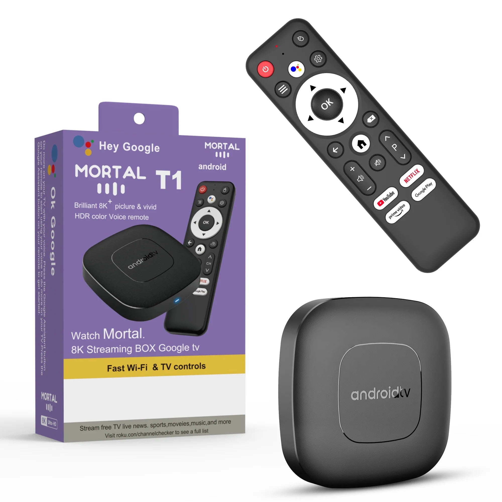 MORTAL T1 Android TV Box 4K Ultra HD Wi-Fi 6