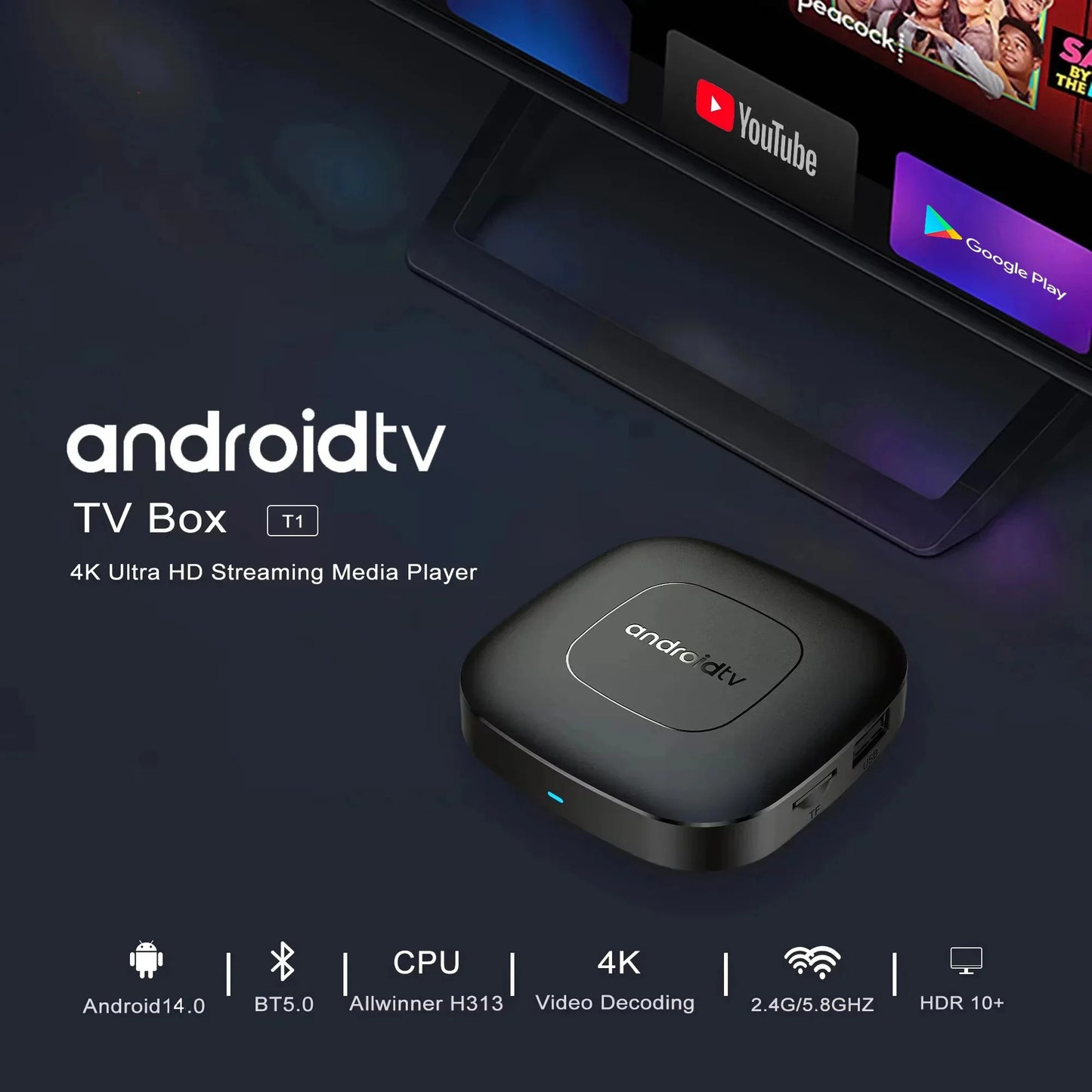 MORTAL T1 Android TV Box 4K Ultra HD Wi-Fi 6